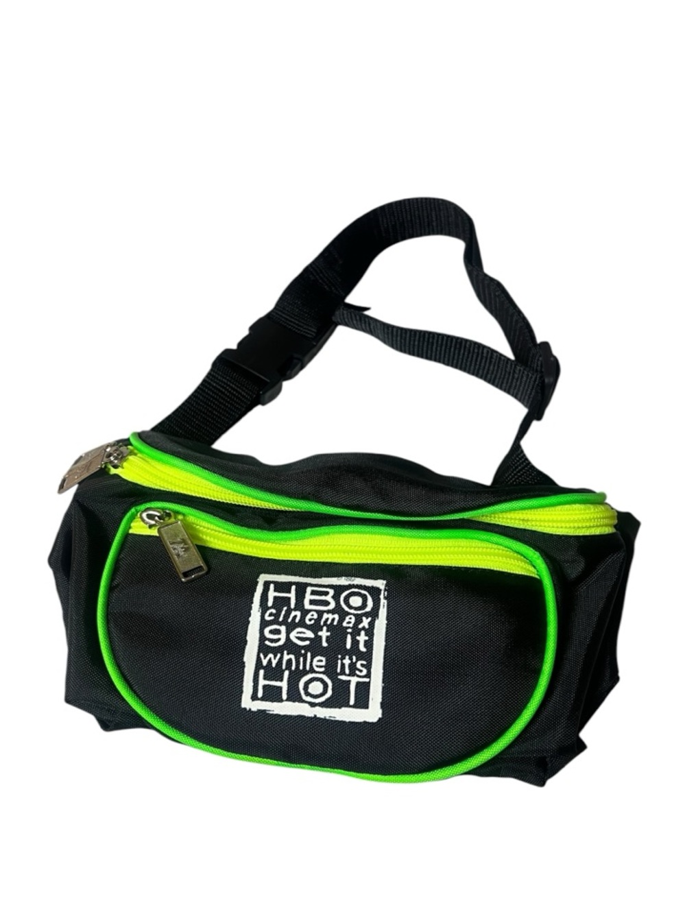 Vintage 90s HBO Cinemax Fanny Pack Belt Bag Black Neon Promo Logo